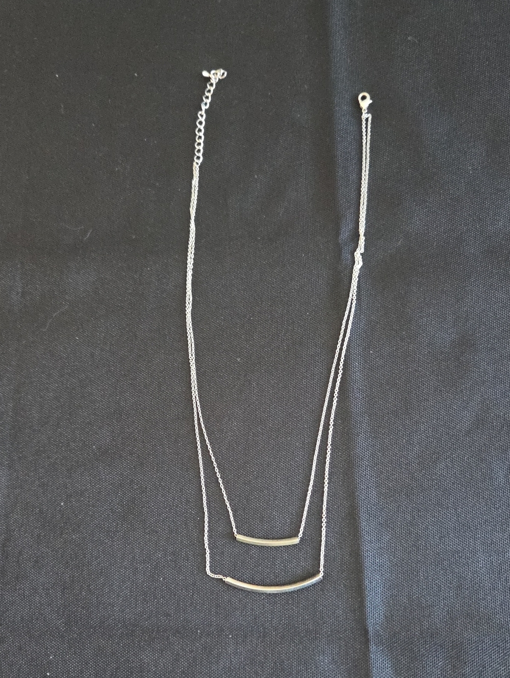 Stitch Fix Layered Silver Curved Bar Necklace | Minimalist Modern Jewelry